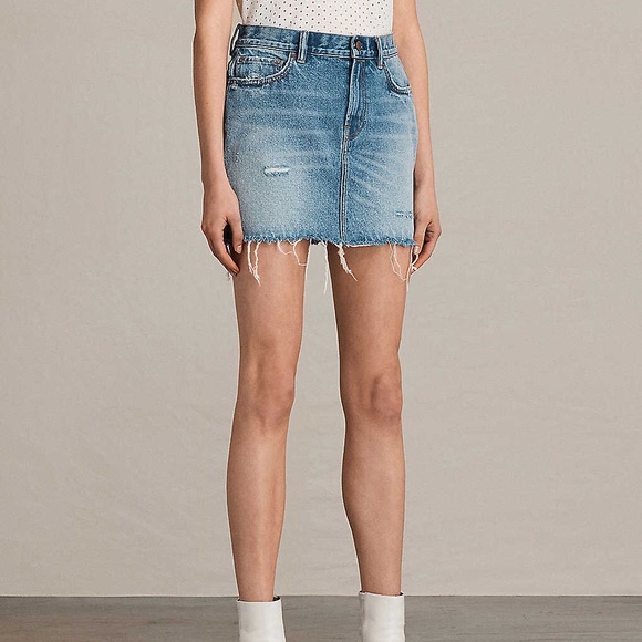 AllSaints Betty Denim Mini Skirt Size 2 - Picture 1 of 8